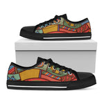 Australian Ethnic Pattern Print Black Low Top Shoes