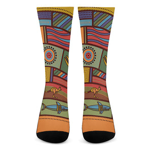 Australian Ethnic Pattern Print Crew Socks