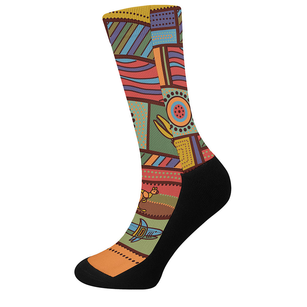 Australian Ethnic Pattern Print Crew Socks