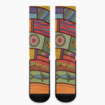 Australian Ethnic Pattern Print Crew Socks