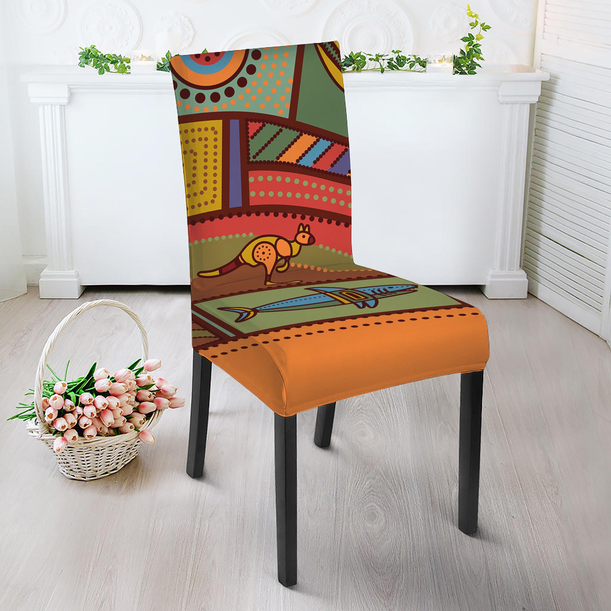 Australian Ethnic Pattern Print Dining Chair Slipcover