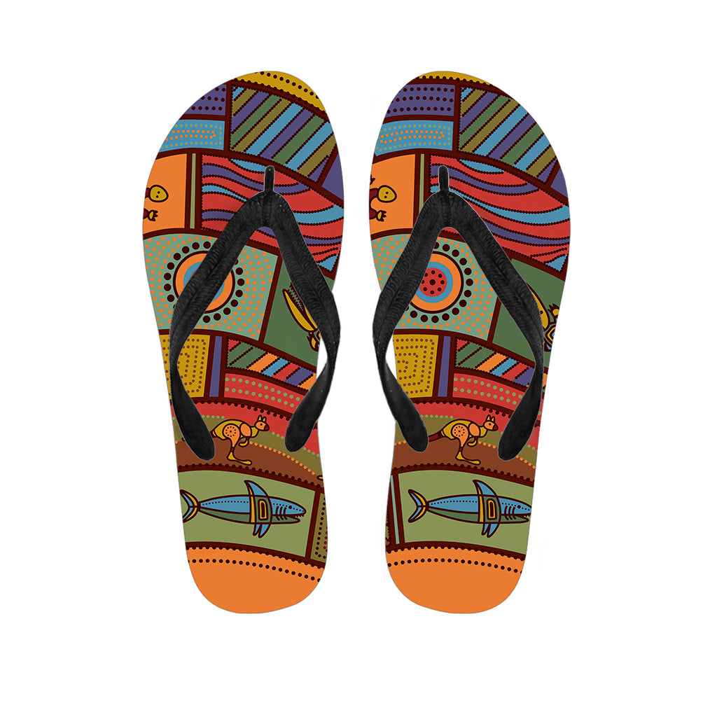 Australian Ethnic Pattern Print Flip Flops