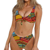 Australian Ethnic Pattern Print Front Bow Tie Bikini