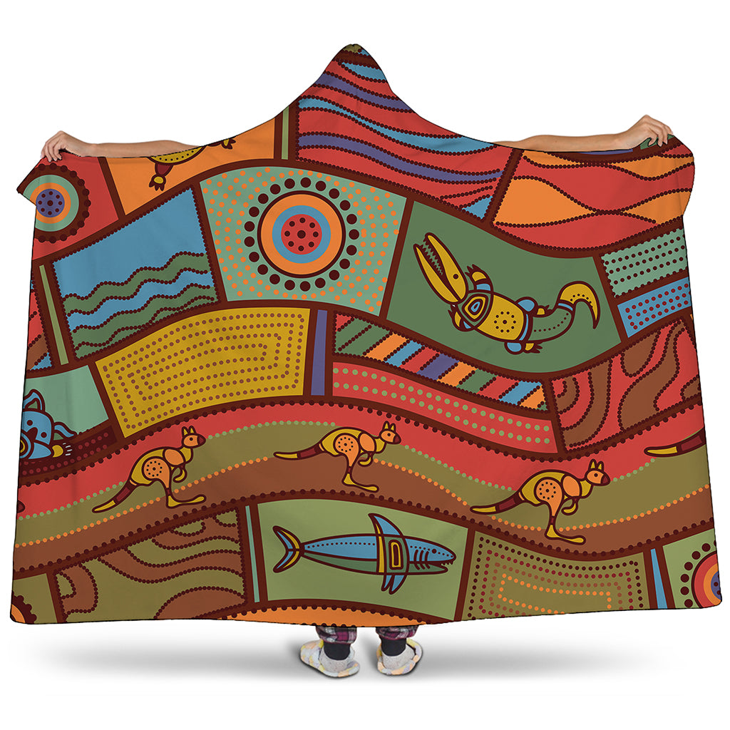 Australian Ethnic Pattern Print Hooded Blanket