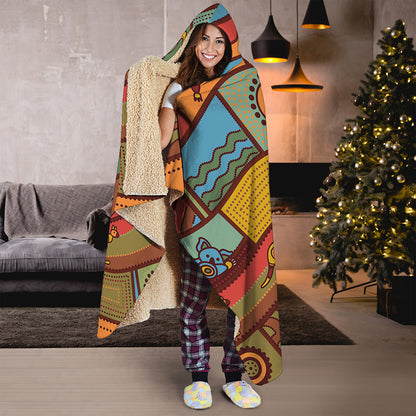 Australian Ethnic Pattern Print Hooded Blanket