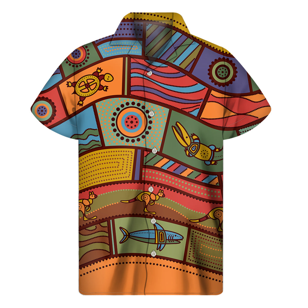 Australian Ethnic Pattern Print Men's Short Sleeve Shirt