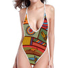 Australian Ethnic Pattern Print One Piece High Cut Swimsuit