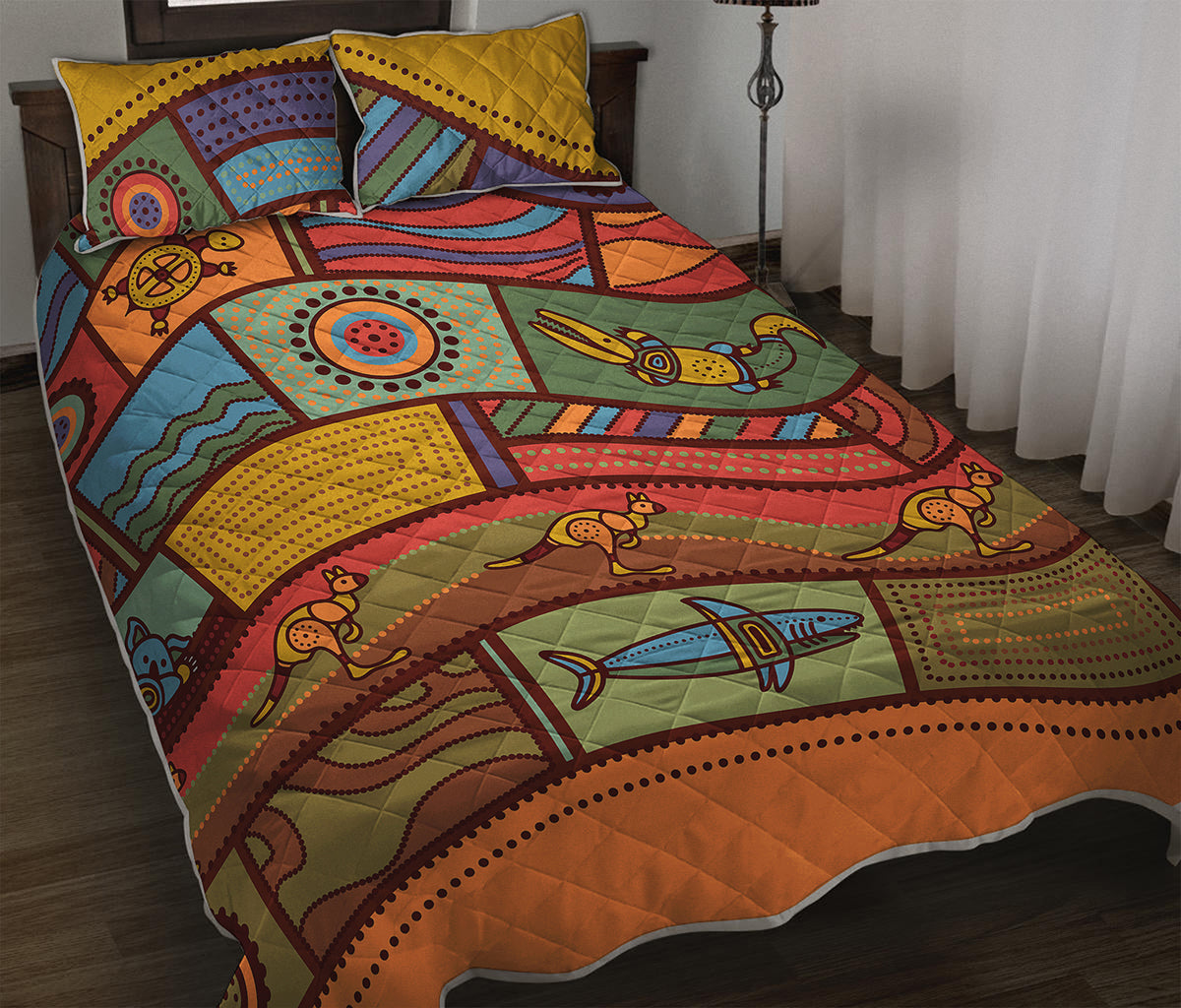 Australian Ethnic Pattern Print Quilt Bed Set