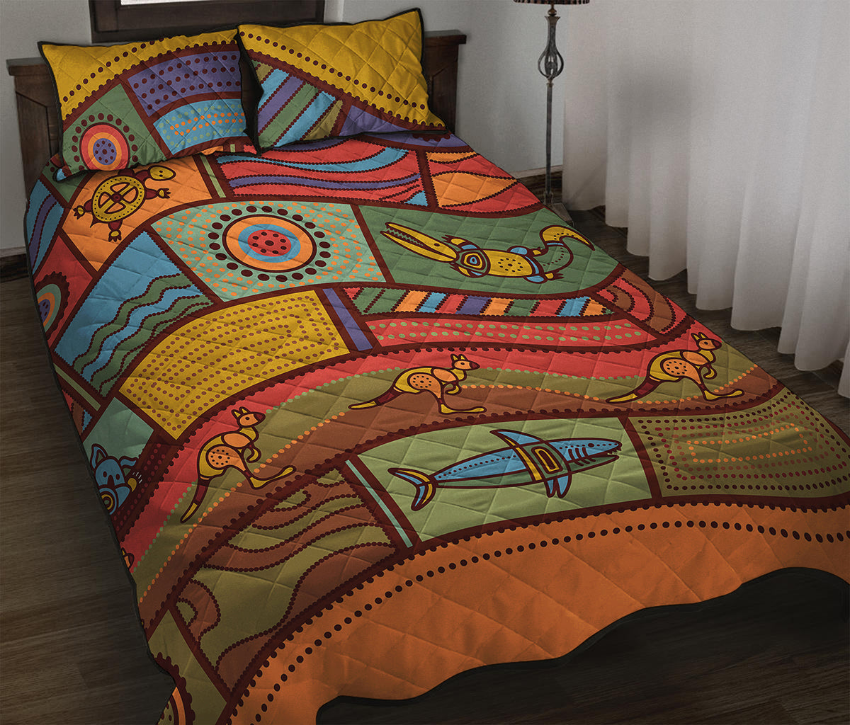 Australian Ethnic Pattern Print Quilt Bed Set