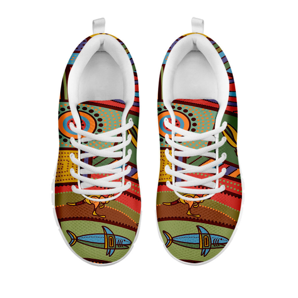 Australian Ethnic Pattern Print White Sneakers