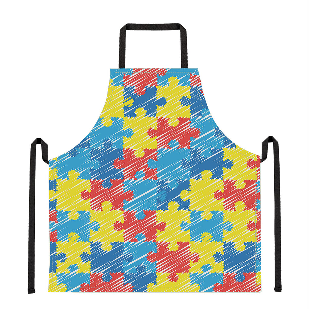 Autism Awareness Drawing Puzzle Print Apron