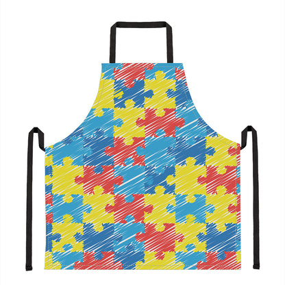 Autism Awareness Drawing Puzzle Print Apron