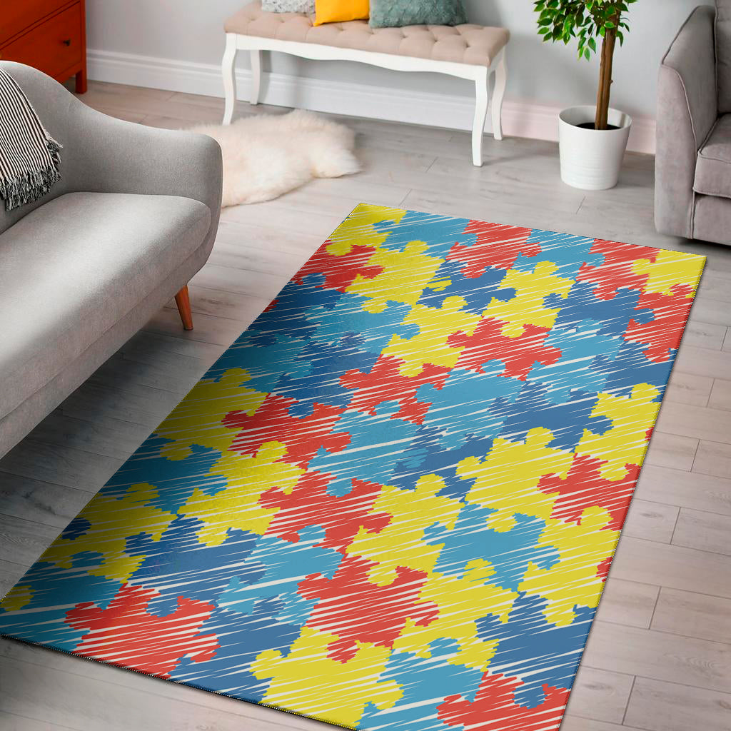 Autism Awareness Drawing Puzzle Print Area Rug