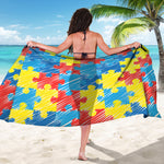 Autism Awareness Drawing Puzzle Print Beach Sarong Wrap