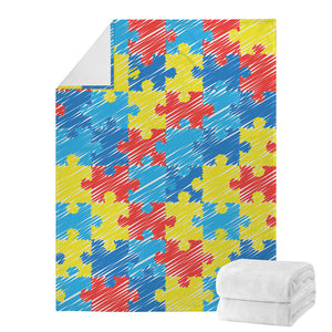 Autism Awareness Drawing Puzzle Print Blanket