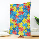 Autism Awareness Drawing Puzzle Print Blanket