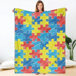 Autism Awareness Drawing Puzzle Print Blanket