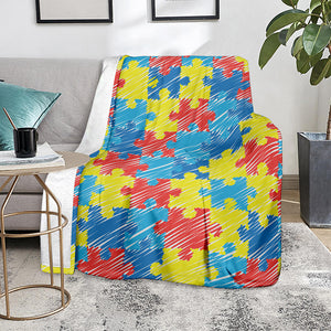 Autism Awareness Drawing Puzzle Print Blanket