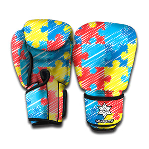 Autism Awareness Drawing Puzzle Print Boxing Gloves