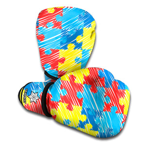 Autism Awareness Drawing Puzzle Print Boxing Gloves