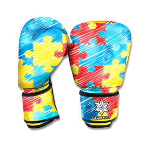 Autism Awareness Drawing Puzzle Print Boxing Gloves