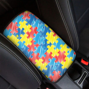 Autism Awareness Drawing Puzzle Print Car Center Console Cover