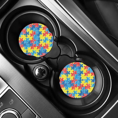 Autism Awareness Drawing Puzzle Print Car Coasters