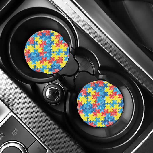 Autism Awareness Drawing Puzzle Print Car Coasters