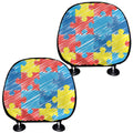 Autism Awareness Drawing Puzzle Print Car Headrest Covers