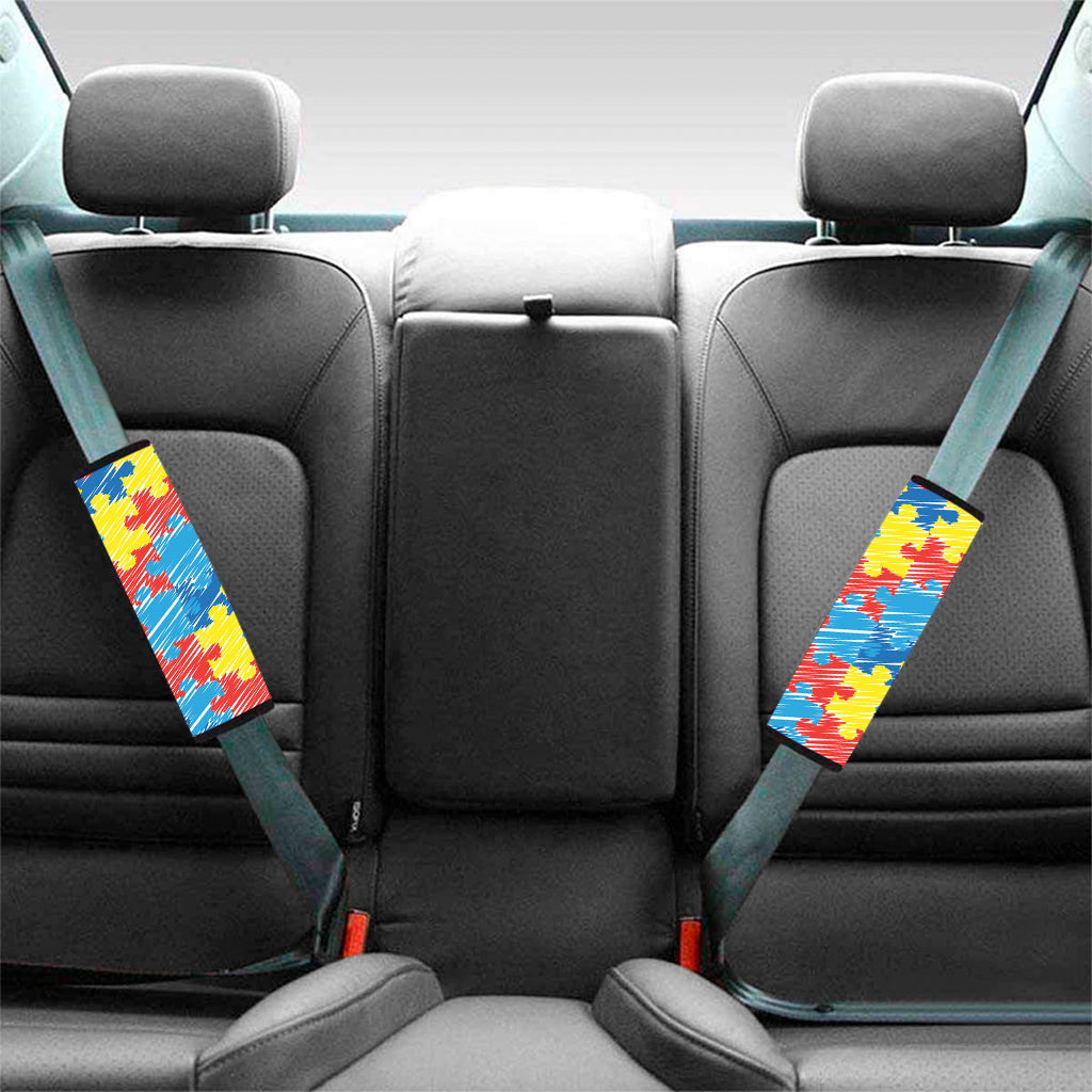 Autism Awareness Drawing Puzzle Print Car Seat Belt Covers