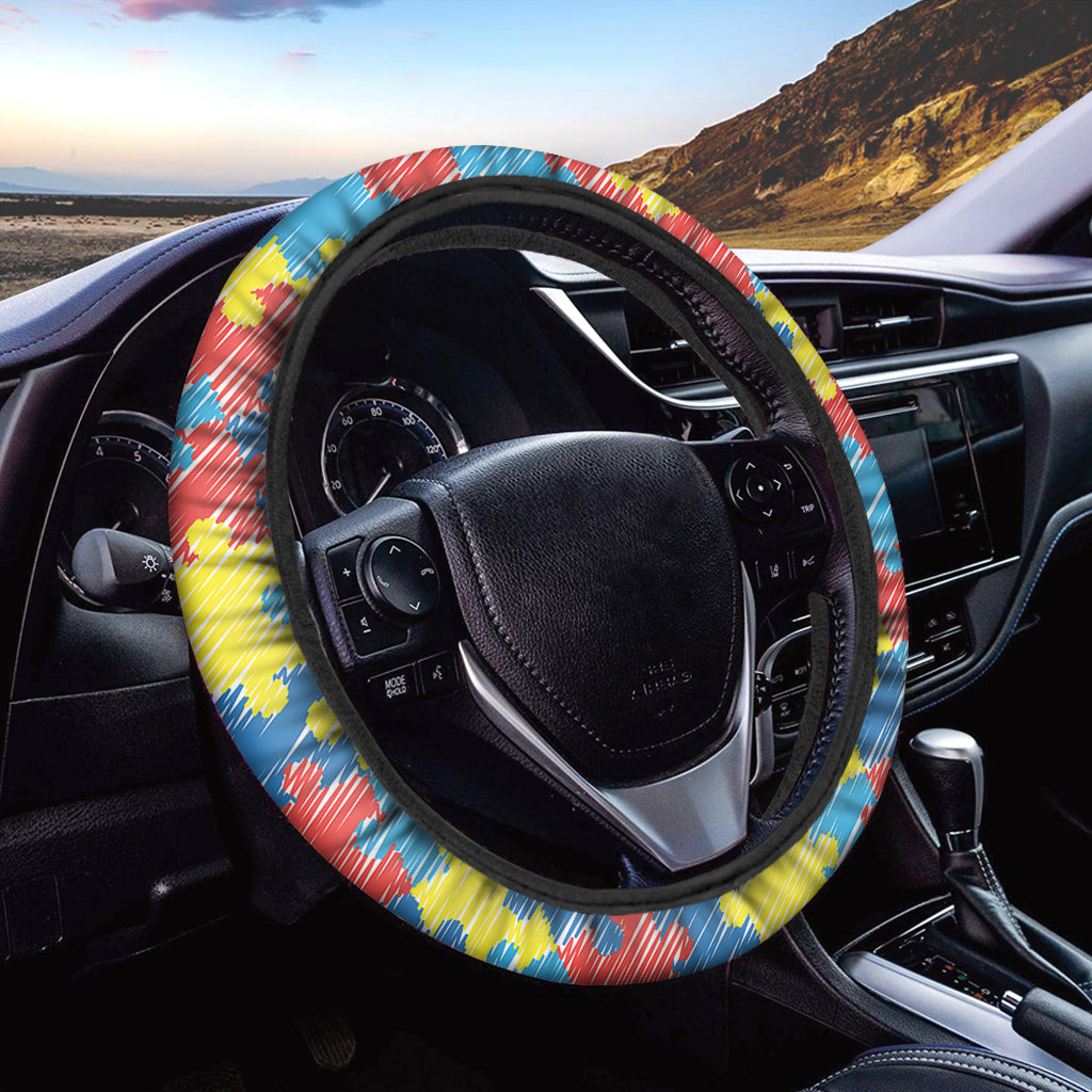 Autism Awareness Drawing Puzzle Print Car Steering Wheel Cover