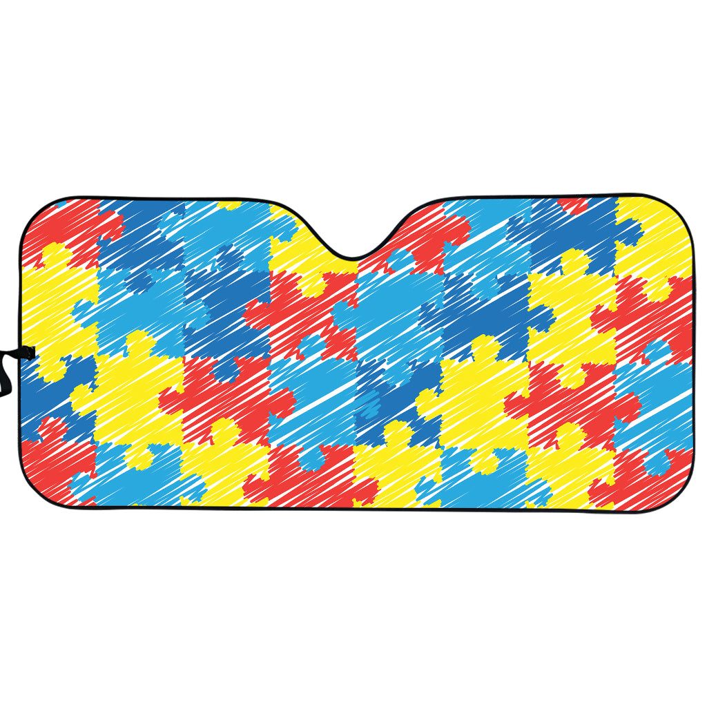 Autism Awareness Drawing Puzzle Print Car Sun Shade