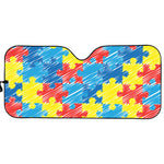 Autism Awareness Drawing Puzzle Print Car Sun Shade