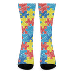 Autism Awareness Drawing Puzzle Print Crew Socks