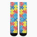 Autism Awareness Drawing Puzzle Print Crew Socks