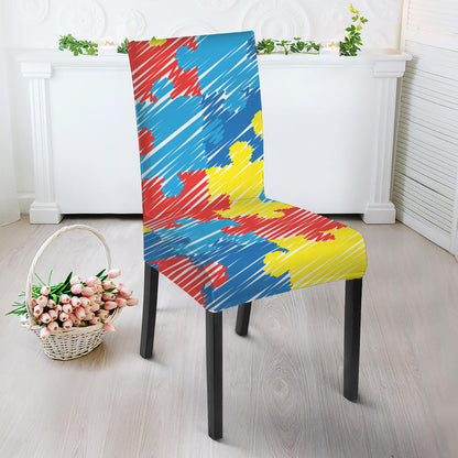 Autism Awareness Drawing Puzzle Print Dining Chair Slipcover
