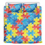 Autism Awareness Drawing Puzzle Print Duvet Cover Bedding Set