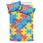 Autism Awareness Drawing Puzzle Print Duvet Cover Bedding Set
