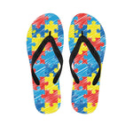 Autism Awareness Drawing Puzzle Print Flip Flops