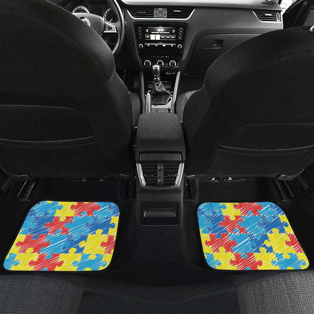 Autism Awareness Drawing Puzzle Print Front and Back Car Floor Mats