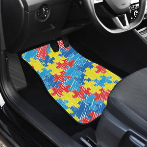 Autism Awareness Drawing Puzzle Print Front and Back Car Floor Mats