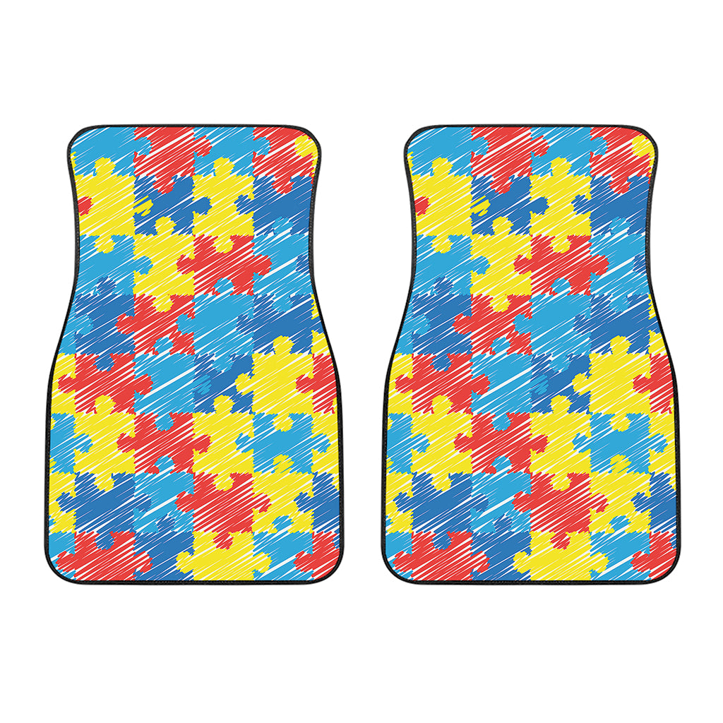 Autism Awareness Drawing Puzzle Print Front Car Floor Mats