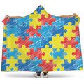Autism Awareness Drawing Puzzle Print Hooded Blanket