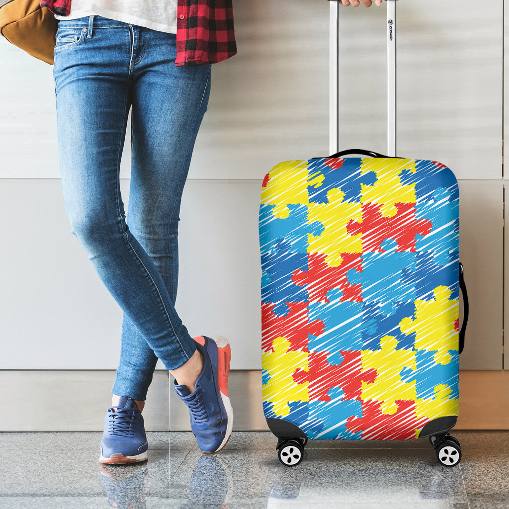 Autism Awareness Drawing Puzzle Print Luggage Cover