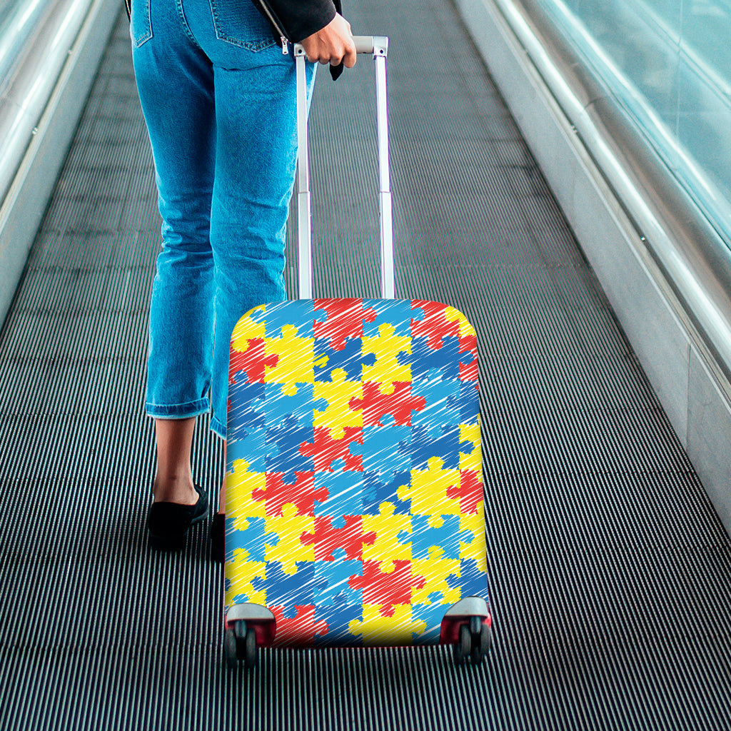 Autism Awareness Drawing Puzzle Print Luggage Cover