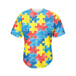 Autism Awareness Drawing Puzzle Print Men's Baseball Jersey