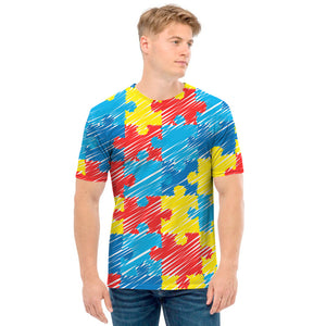 Autism Awareness Drawing Puzzle Print Men's T-Shirt