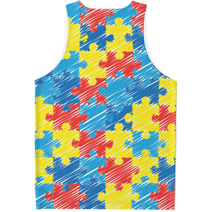 Autism Awareness Drawing Puzzle Print Men's Tank Top