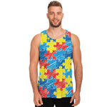 Autism Awareness Drawing Puzzle Print Men's Tank Top