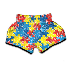 Autism Awareness Drawing Puzzle Print Muay Thai Boxing Shorts